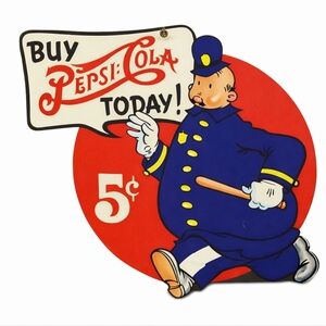 Pepsi-Cola “Buy Pepsi Today” Vintage Style Embossed Aluminum Sign 13" H × 15" W